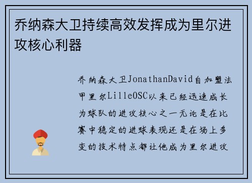 乔纳森大卫持续高效发挥成为里尔进攻核心利器